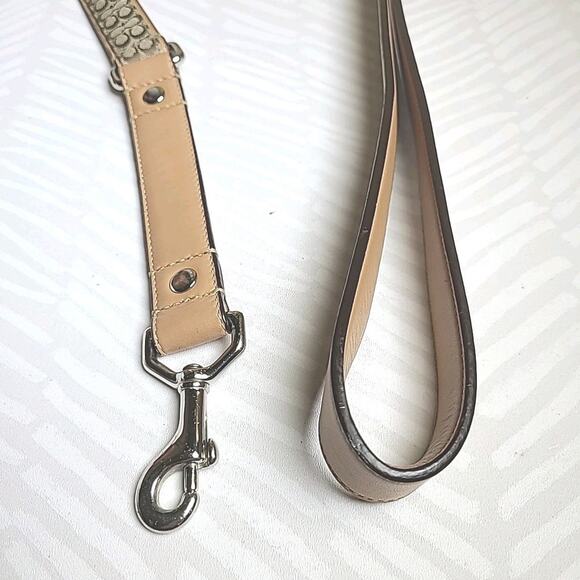 Coach Signature Leather Dog Leash 4005 Khaki Camel Rare Large 50" X 1" EUC - Picture 4 of 6